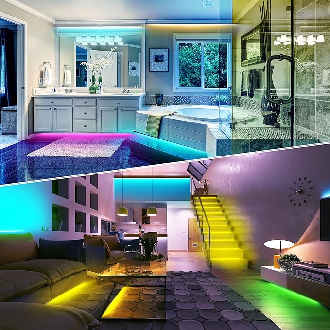 Led Lights for Bedroom 132FT(2 Rolls of 65.6ft) Music Sync Color Changing RGB Led Strip Lights with 60 Keys Remote and App Control, Led Lights for Room Kitchen Party Decor,Home Decor