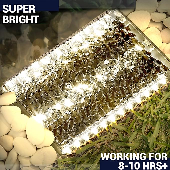 6 Pack Solar Paver Lights Outdoor – 6×9 Inch Waterproof IP67 Recessed Solar LED Paver Lights, Heavy Duty, Warm White 3500K for Driveway, Pathway, Patio & Garden