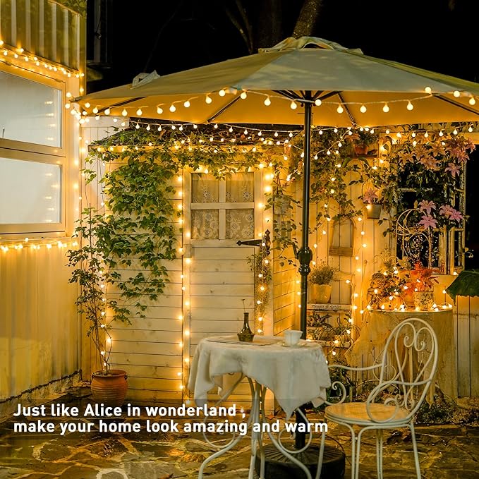 147ft Globe String Lights Outdoor Waterproof, 300 LED Indoor Christmas Lights Plug in with Remote, Hanging Fairy Light for Bedroom Holiday Party Patio Garden Christmas Decorations, Warm White