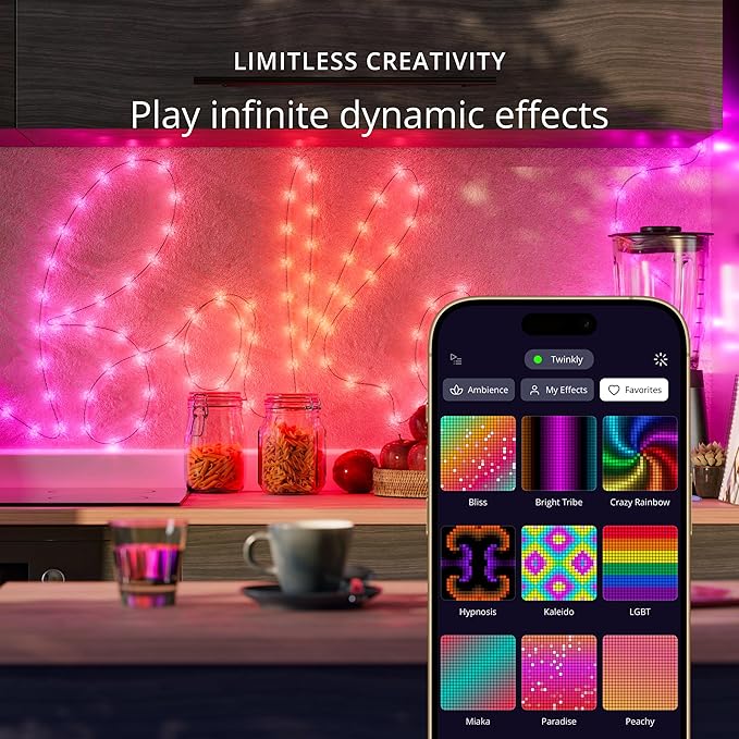 Twinkly Candies App-Controlled Star-Shaped USB-C LED Light String with 100 RGB (16 Mil. Colors) 6 M/19.7 FT. Clear Wire. USB-C Adapter Not Included