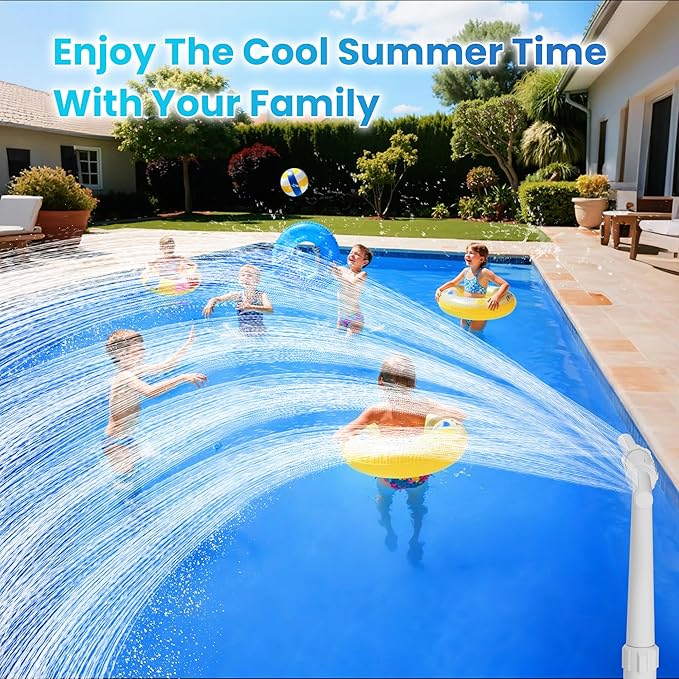 8-Spray Pool Fountain with 4-Layer Dual Streams – Adjustable Waterfall for Above/In-Ground Pools – Cools Water 15–30°F, Rainbow Effect – Fits 1¼″/1½″ Jets, Pool Accessories