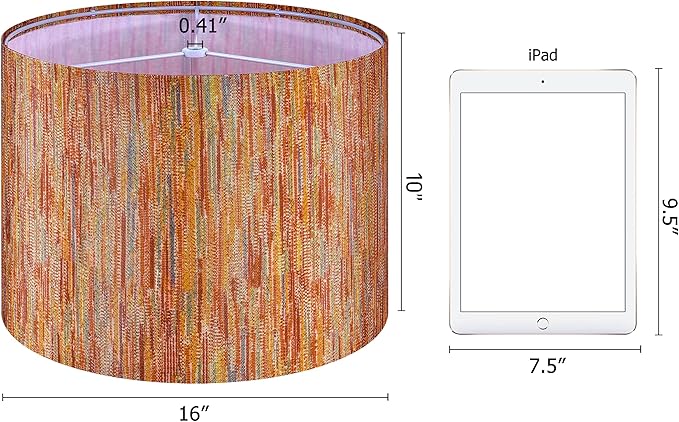 GO&S0 16 Inches Large Colorful Lamp Shades for Floor Lamps and Table Lamps-16"x16"x10" (Spider) Set of 2 Bohemia Style Replacement Lampshade Drum,Striped Natural Fabric Lamp Shade -Easy Assembly