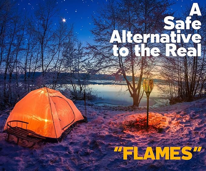 Solar Lights, Waterproof Flickering Flames Torches Lights Outdoor Landscape Decoration Lighting Dusk to Dawn Auto On/Off Security Torch Light for Garden Patio Deck Yard Driveway, 2 Pack