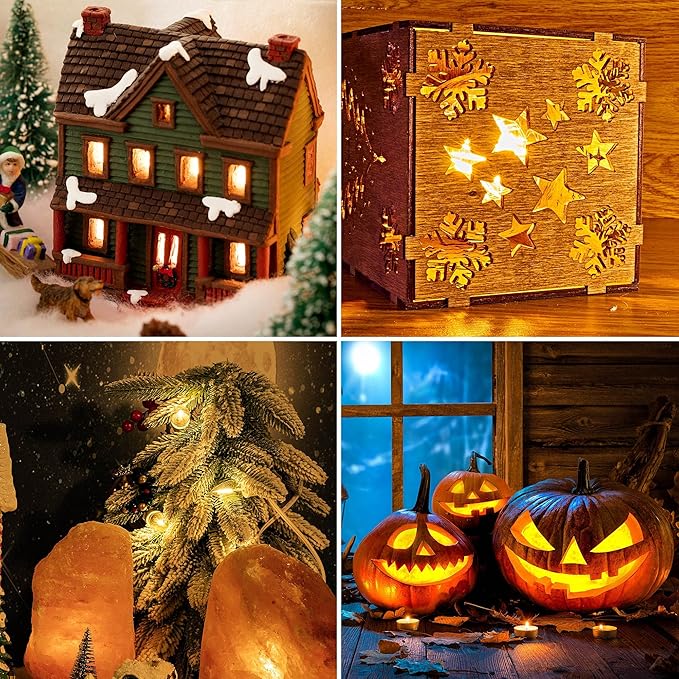 Meonum 2 Pack Accessory Cord with 4 LED Bulbs, End to End Connected Blow Mold Light Cord, 9.8 Feet Lamp Kit with On/Off Switch Plugs for Ceramic, Craft Halloween Christmas Village Decor