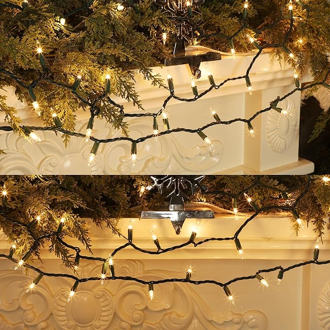 Clear Christmas String Lights, 100 Count, Incandescent Mini Christmas Lights, Connectable Xmas Tree Light for Indoor Outdoor Garland Birthday Holiday Wedding Festival Party