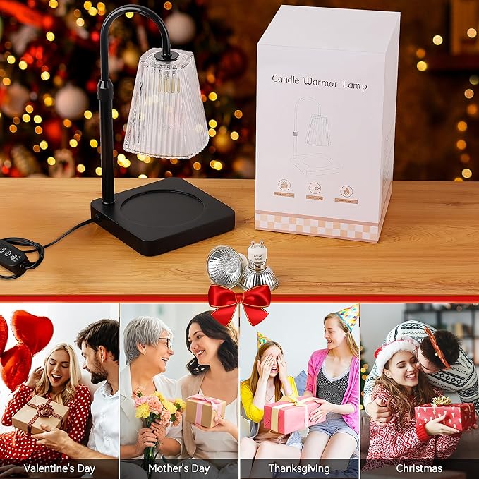 Candle Warmer Lamp with Timer - Electric Melter Candles Lamp Dimmable Heater