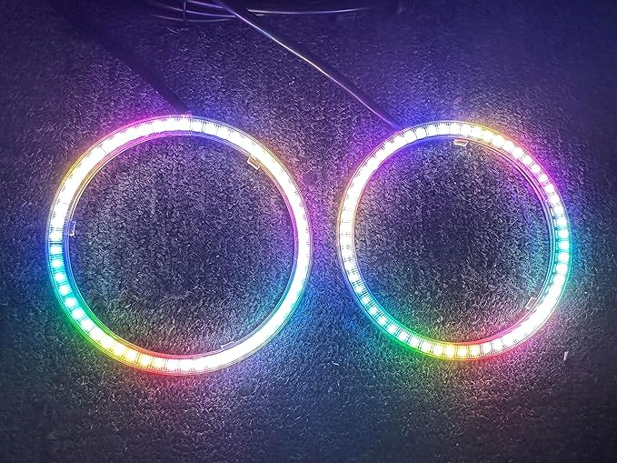 2PCS 70MM Dream Chasing Color Car Angel Eyes LED Halo Ring Lights,LED Headlight Lamp Daytime Running Light,Smart Phone iOS Android App Bluetooth and Remote Control Multilple Colors
