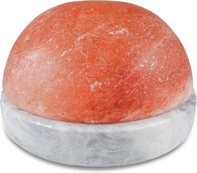 Himalayan Secrets® Salt Dome Lamp | for Warming Up Hands and Feet (11" Gray Marble Base)