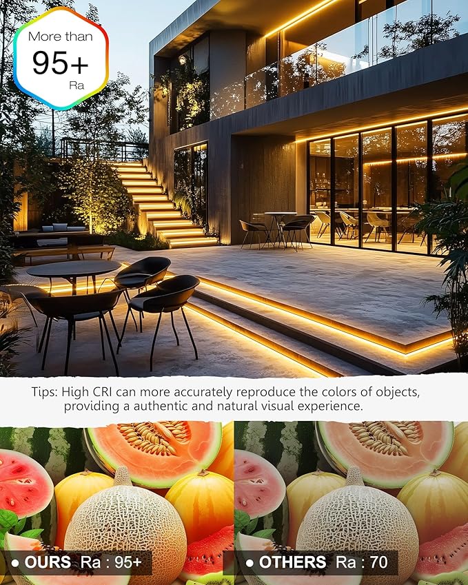 EMITEVER Outdoor LED Strip Lights Waterproof 16.4ft, 2700K Warm White 24V Dimmable Silicone LED Tape Lighting IP67 High Density, 240+LM/ft, 600LEDs,2.9W/ft, UL Listed (Power Supply Not Included)