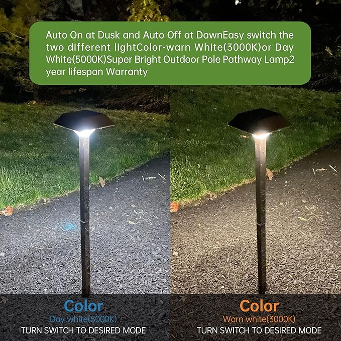 Bobcat Solar Landscape Pathway Lights Super Bright with 2-in-1 Warm White and Daylight Modes, Solar Lights Outdoor Waterproof for Outdoor Path, Sidewalk, Driveway, Yard or Walk Way (4 Pack)