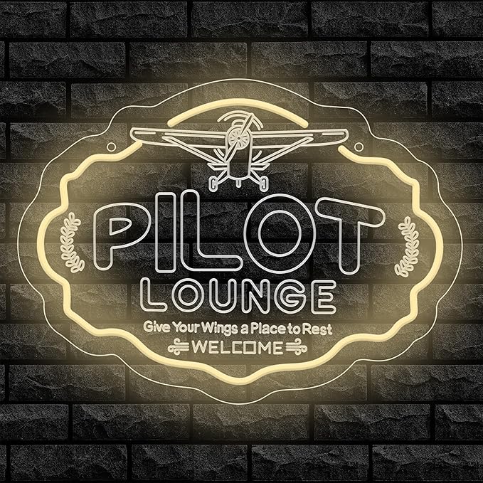 Pilot Neon Sign For Room Wall Decor,Pilot Led Neon Light Airplane lovers Gifts, for Ten Boys Man Cave Room Decor Gifts