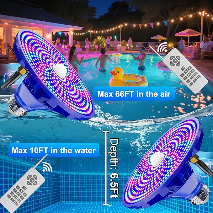 Pool Lights for Inground Pool LED Pool Light Bulb for Above Ground Swimming Pool – LED Pool Lights for Inground Pool, 120V Spa Light Bulb E26 Base, Multi-Color & Adjustable Brightness – Blue