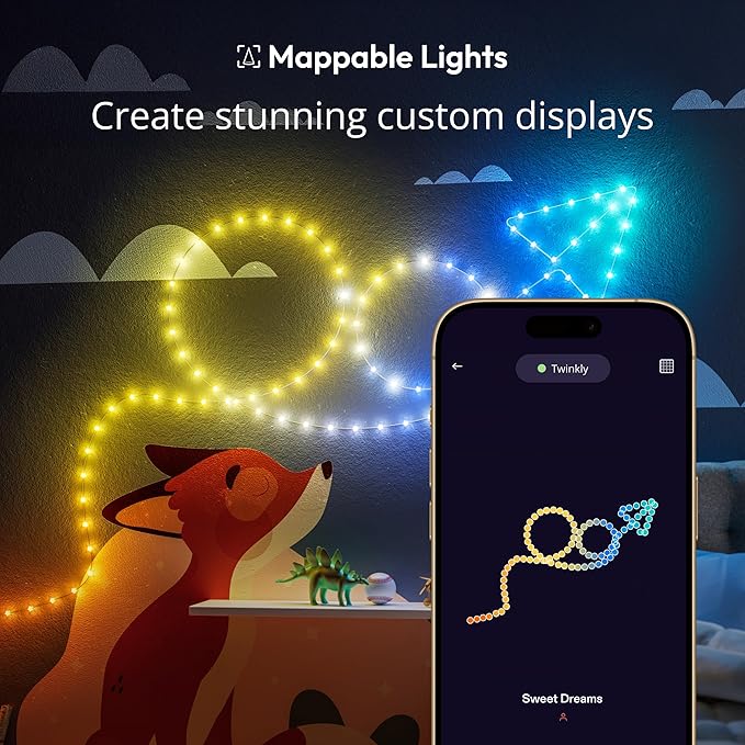 Twinkly Candies App-Controlled Star-Shaped USB-C LED Light String with 100 RGB (16 Mil. Colors) 6 M/19.7 FT. Clear Wire. USB-C Adapter Not Included