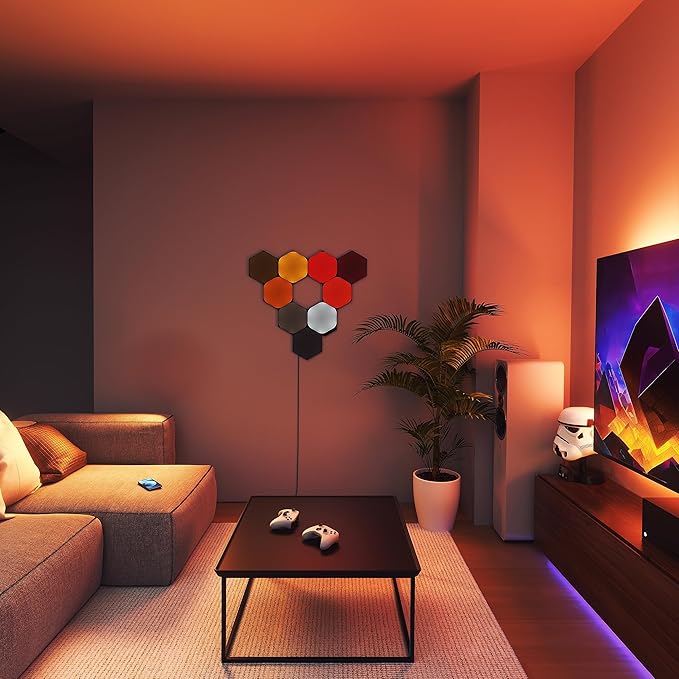 Nanoleaf Shapes LED Wall Lights, RGBW Smart Wall Panels with 16M+ Color, Compatible with Alexa & Google Assistant, Music Sync, Screen Mirror, Wall Lights Expansion Pack (Black Hexagons 3 Pack)