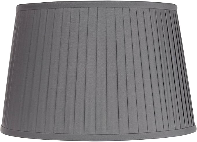 14" Top x 17" Bottom x 11" High x 11" Slant Lamp Shade Replacement Large Slate Gray Empire Round Modern Fabric Pleated Spider Harp Finial - Springcrest