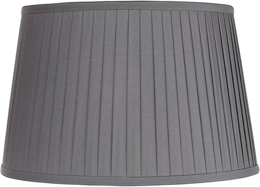 14" Top x 17" Bottom x 11" High x 11" Slant Lamp Shade Replacement Large Slate Gray Empire Round Modern Fabric Pleated Spider Harp Finial - Springcrest
