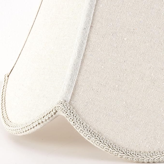 GO&SO Beige Gray Burlap Fabric (Petal Edge Braid) Scalloped Lamp Shade,6"Top x 13"Bottom x 10.6"Vertical Height (Spider) Replacement Lamp Shades for Table Lamps,Floor Lamp Cover,Easy Assembly,1 Pcs