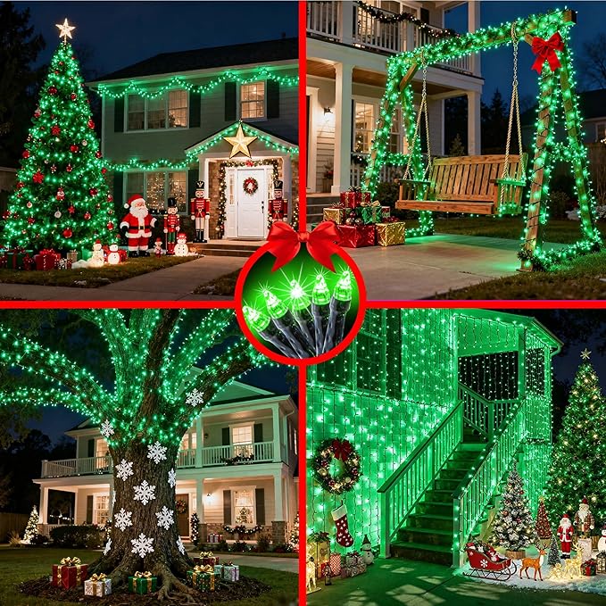750 LED 240FT Christmas String Lights Outdoor, 12 Pro Modes and Timer Memory & Brightness, Plug in Waterproof Dark Green Wire Twinkle Light for for Xmas Yard Tree Wedding Party Decor (Green)
