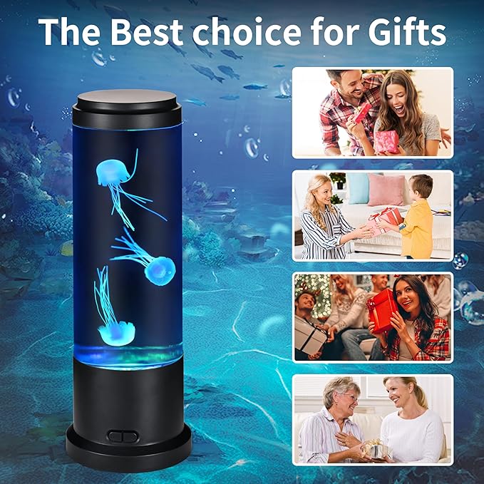 EDIER Jellyfish Lamp, 11 Inch Jellyfish Aquarium with Color Changing Light, Noiseless Pump, USB/Battery Powered Mood Light for Home Decor Kids Men Women
