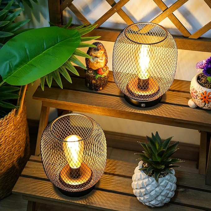 JHY DESIGN Dimmable Touch Lamp Set of 2 Bedside Table Lamp Rechargeable Battery Powered Light with LED Bulb Night Accent Light for Weddings Parties Patio Events for Indoors Outdoors