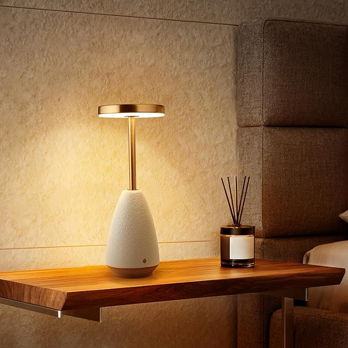 RONDURE 11.0" Ceramic Cordless Table Lamp, Portable Rechargeable Table lamp, Touch Dimmable Warm Ambient Lighting for Living Room, Bedroom, Dining Room, Fast Charging & Long Lasting