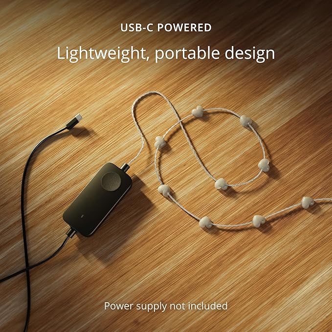 Twinkly Candies App-Controlled Heart-Shaped USB-C LED Light String w/ 100 RGB (16 Mil. Colors) 6 M/19.7 FT. Clear Wire. USB-C Adapter Not Included