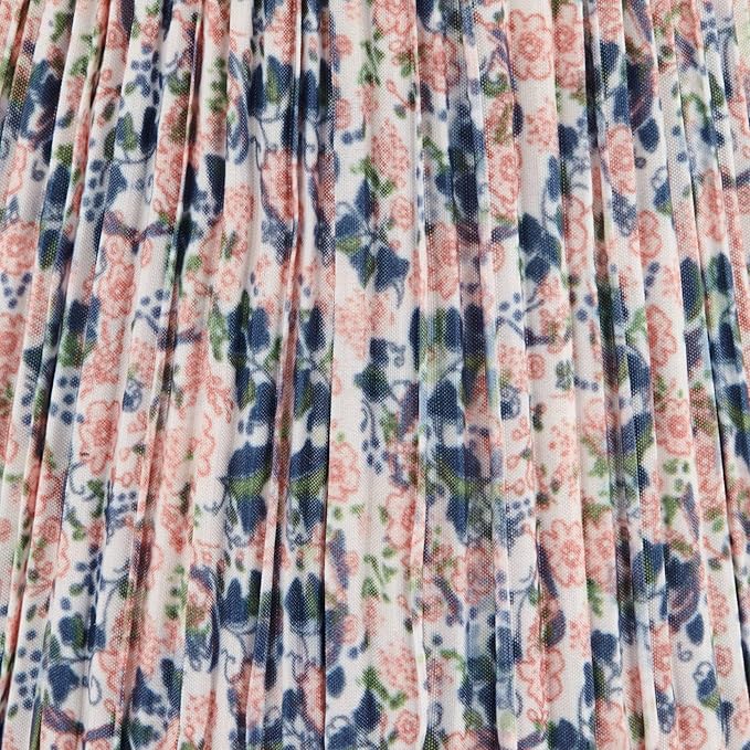 4" Top x 6" Bottom x 5 1/2" High x Print Cottage Core Lamp Shade Replacement Small Mini Pink Blue Empire Round Floral Modern Fabric Shirred Pleated Pattern Clip On Candelabra - Springcrest