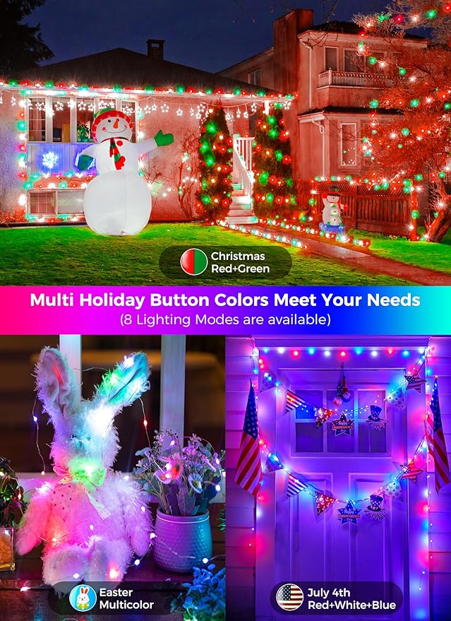 Color Changing Fairy Lights Plug in - 22 Colors 33 FT 100 LED String Lights with Remote, Fairy Lights Indoor with 12 Lighting Modes, Multicolor Christmas Lights for Bedroom Classroom Halloween