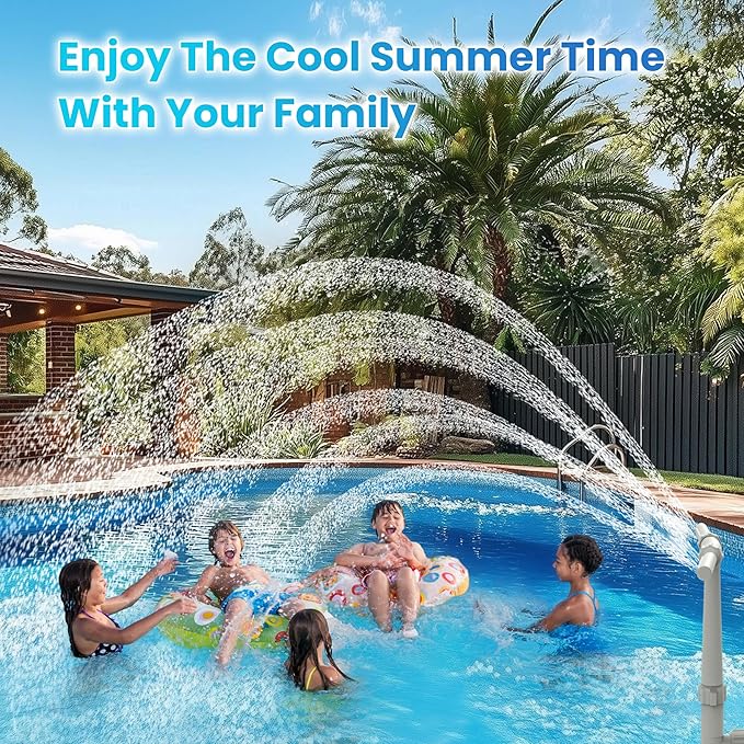 8 Spray Pool Fountain for Above & In-Ground Pools, Adjustable Multi-Stream Sprinkler with Rainbow Effect, Cooling & Decoration
