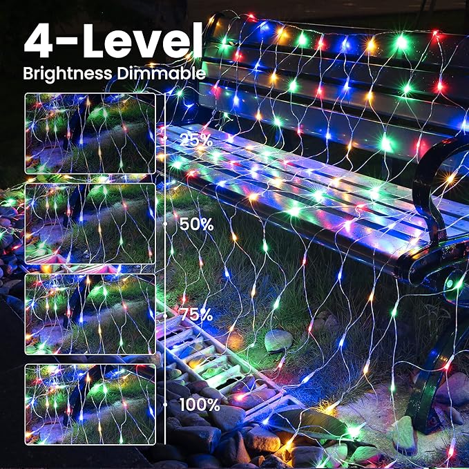 11.5ft x 5ft Color Changing Christmas Net Lights, 360 LED Bush Mesh Light with Remote, 11 Modes Color Changing White & Multicolor Christmas Lights, Plug in Fairy Twinkle Light for Yard Bush Xmas Decor