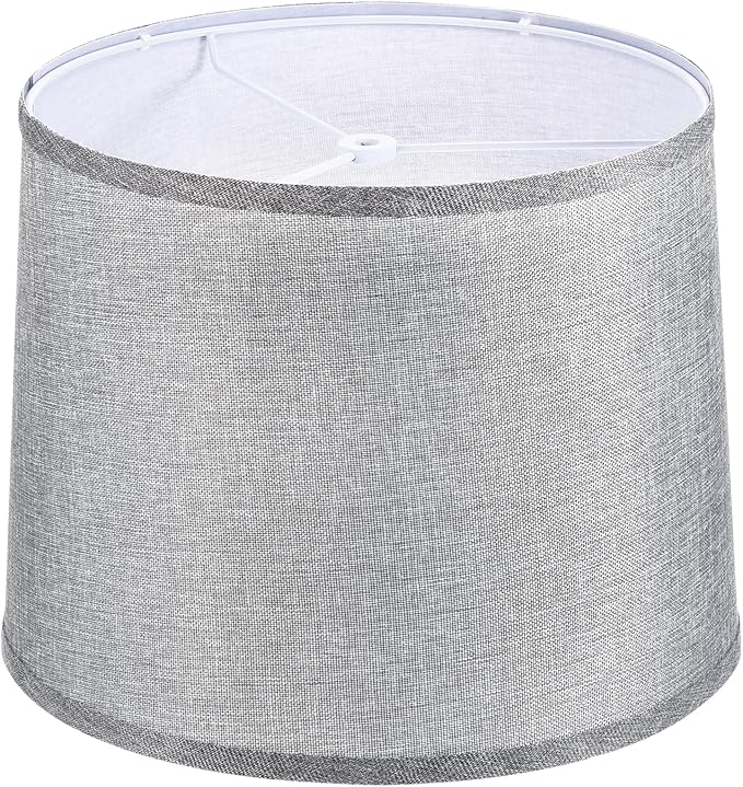PATIKIL Lamp shades for Table Lamps 11.4" Top x 12.6" Bottom x 9.8" High Drum Lamp shades for Floor Lamps Medium Linen Lampshade Easy Assembly for Lamp Replacement, Gray