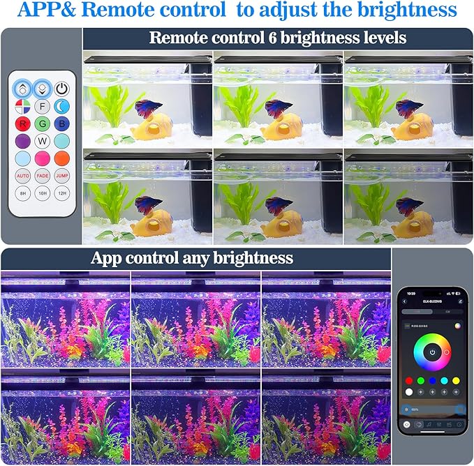 Full Spectrum Aquarium Light：Fish Tank Light with APP & Remote Control for Plants Growth - Fish Lamp for Live Fishes Aquatic Pet Lovers - 24-31 Inch Freshwater Saltwater Aquarium Decor
