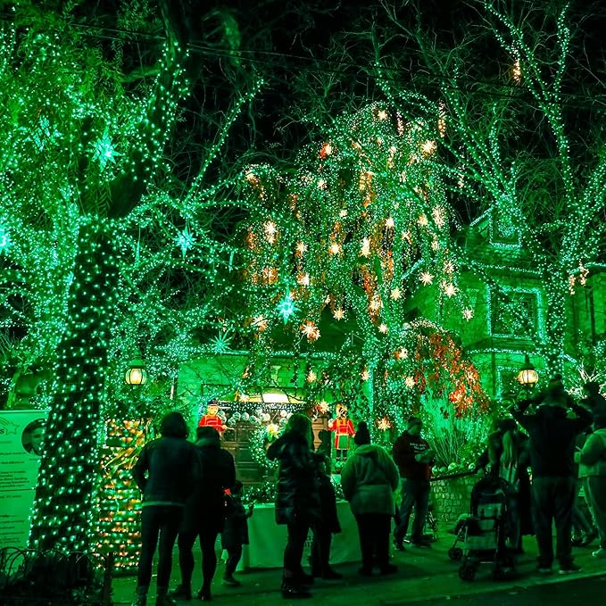 TW SHINE Green Christmas Lights, Total 400 LED 132FT Christmas Lights Plug in with 8 Modes, Waterproof Fairy St. Patrick's Day Light Outdoor, Indoor Christmas Decorations for Party Yard Decorations