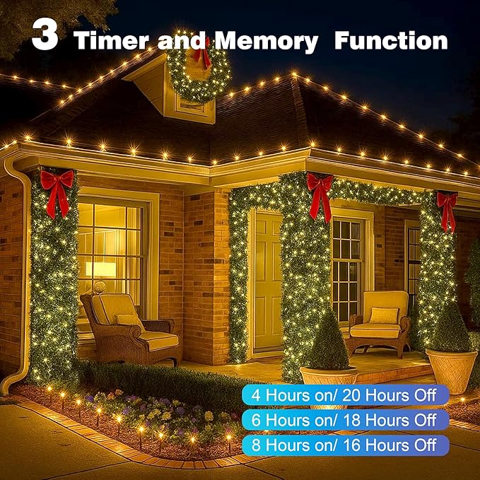 Christmas Lights 800 LED 264 FT, IP67 Waterproof Christmastree Lights with 8 Modes, Remote Control 3 Timers & Memory Function Xmas Decorations for House and Holiday (Warm White)