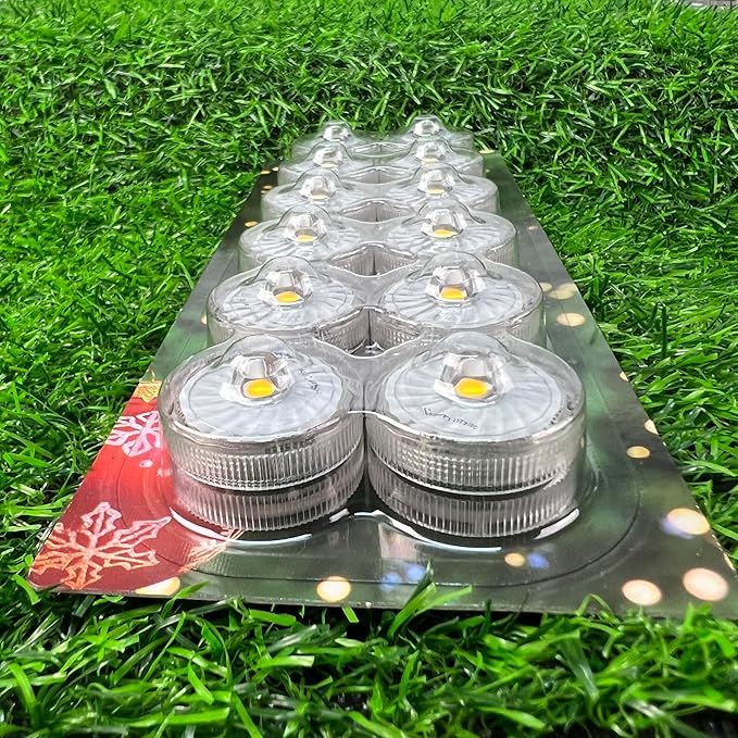 HL Submersible LED Light,Warm White Small LED Light,100 Hours Waterproof Flameless Led Lights Battery Powered for Wedding Home Vase Festival Party Decoration 12pcs (Built-in 24 Batteries)