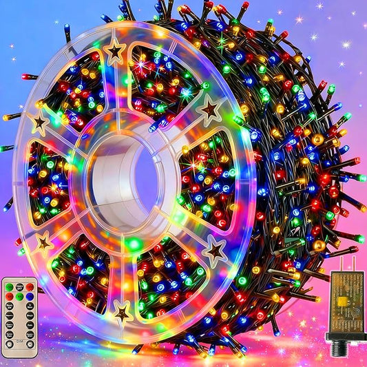 Christmas Lights 500LED 164 FT, Waterproof Christmas Tree Lights with 8 Modes, Remote Control 3 Timers & Memory Function Xmas Decorations for House and Holiday (Multicolor)