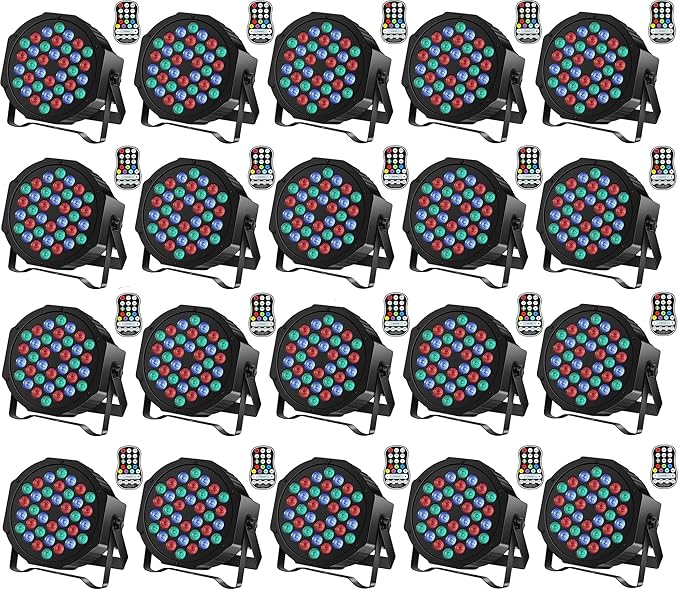 Rechargeable Stage Par Lights U`King RGB 36 LED Uplights Battery Powered with RGB 36W DJ Uplights Sound Activated Control for Wedding DJ Disco Events Halloween Church Live Party - 20 Pack