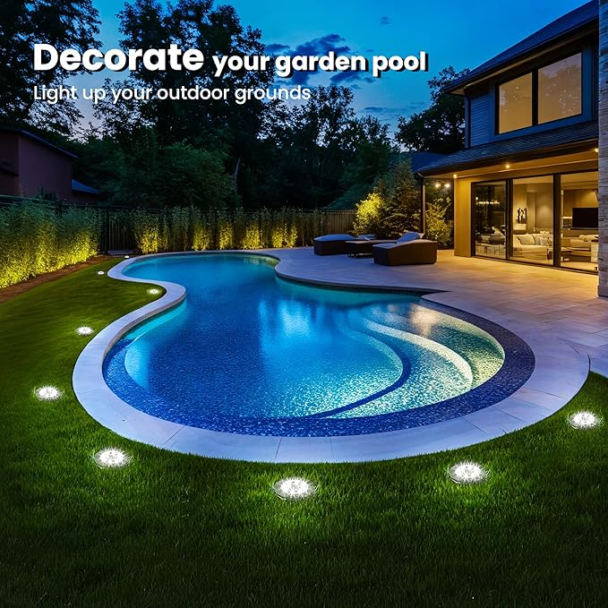 SOLPEX 12 Pack Solar Pool Lights for Above Ground Pools, Waterproof LED Above Ground Pool Lights, Outdoor Pool Decoration Accessories(Cool White)