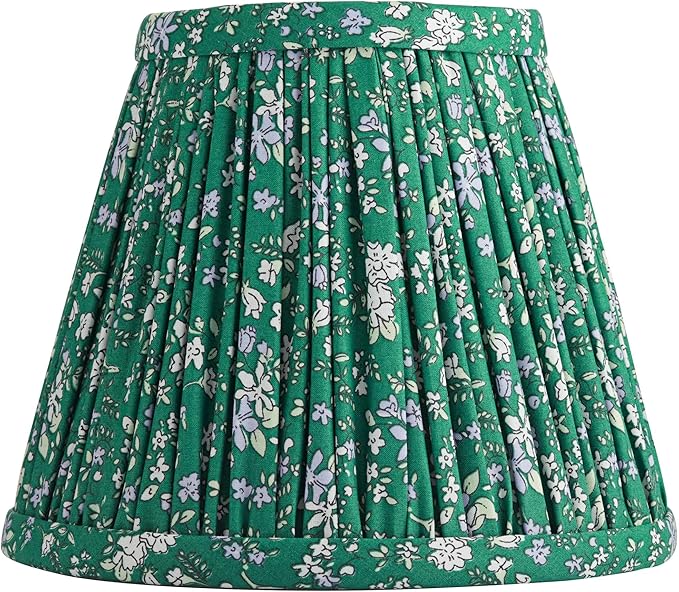 Springcrest Nelle Green Violet Floral Cottage Core Pleated Shade 3.5x6x5 (Clip-On) - Springcrest
