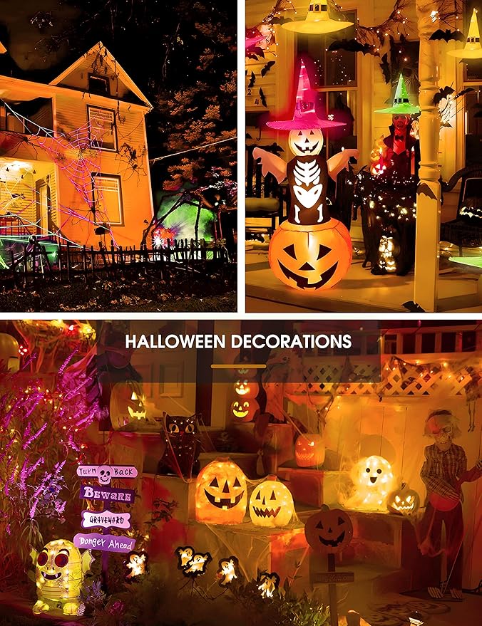 L LOHAS LED Halloween Orange Purple LED Light Bulbs Outdoor [4-Pack], 9W(60W Equivalent) A19 Orange Purple Colored Light Bulb Indoor, E26 Base, Not-Dim