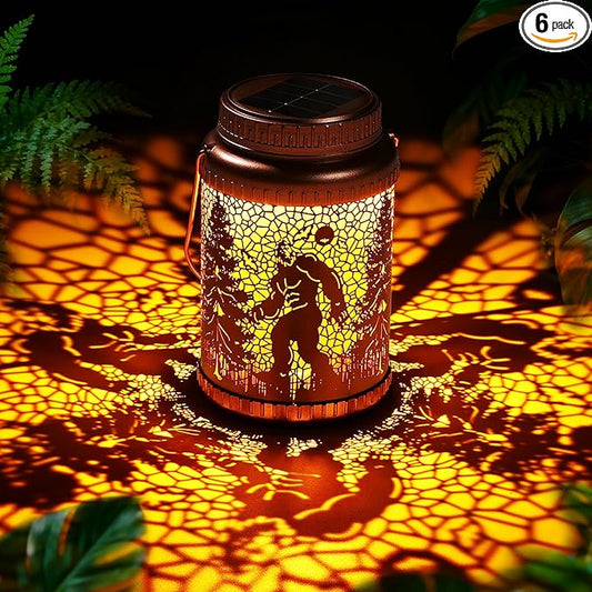 Cooo 6 Pack Solar Lanterns Outdoor Waterproof Bigfoot Sasquatch Christmas Trees Solar Pathway Lights Landscape Path Christmas Gifts for Women Mom Grandma Outdoor Table Lamp Garden Yard Decor-Rose Gold