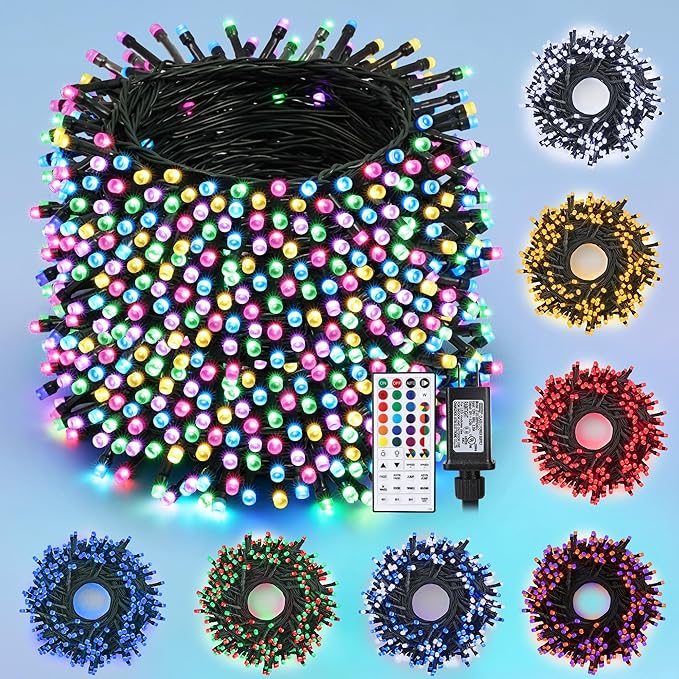 Easter Lights Outdoor, 164ft 500 LED RGB Color Changing String Light with Remote, Pastel Lights - Plug in Twinkle White Lights for Easter Decor Indoor Party Garden Yard