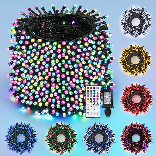 Easter Lights Outdoor, 164ft 500 LED RGB Color Changing String Light with Remote, Pastel Lights - Plug in Twinkle White Lights for Easter Decor Indoor Party Garden Yard