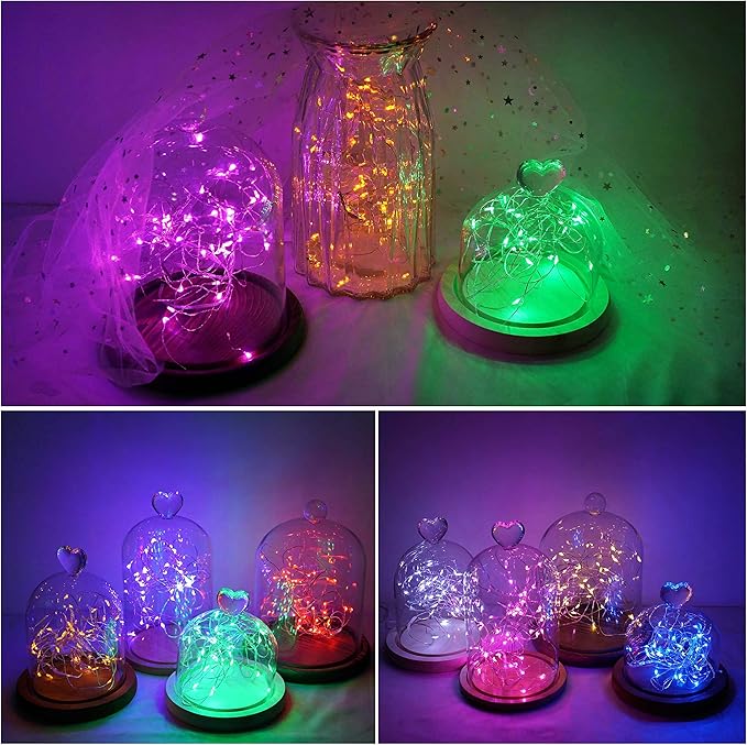 20 Pack Fairy Lights Battery Operated, 20 LED String Lights Mason Jar Lights, Waterproof Copper Wire Mini Lights String Firefly Light for Wedding, Table, Party, Christmas Decor (8 Colors)