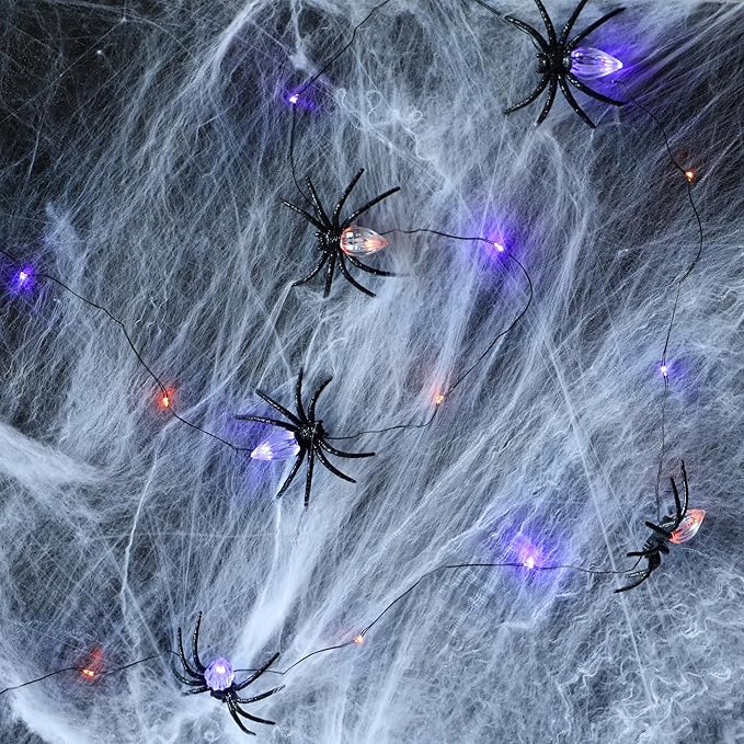 Nature Rattan Pumpkin String Lights Fall Garland with Lights Battery Operated with Remote - Perfect Thanksgiving Halloween Fall Decorations (Spider Fairy)