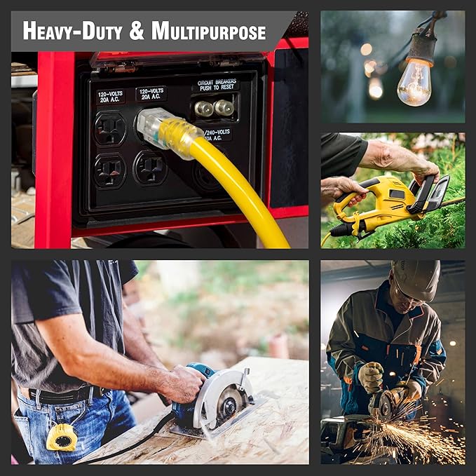 75 ft Outdoor Extension Cord Waterproof - 12 Gauge Heavy Duty Extension Cord 75 ft - Lighted Outdoor Extension Cords with Multiple Outlets - Watts Wire - 75' Grounded - extensiones electricas