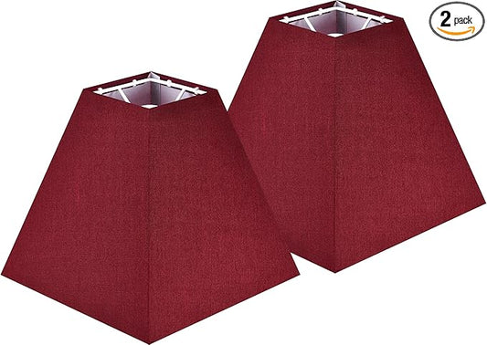 2 Pack 4"×9" × 8.3”inches Spider Small Burgundy Square Lampshades for Wall Lamps Table Lamps- Elegant Red Lampshades Replacement for Bedroom,Wall Mount,Natural Faux SIlk Red Shade By GO&SO