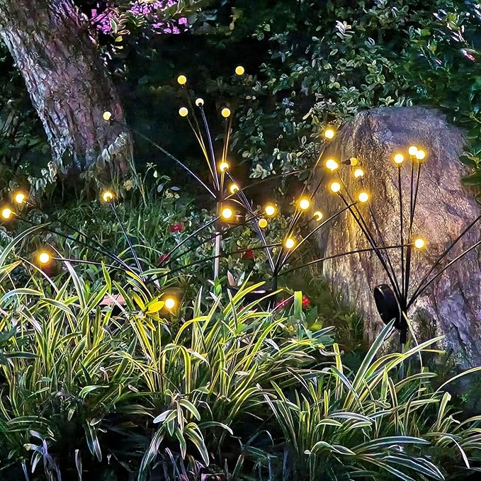 YAKii Solar Garden Lights Outdoor Waterproof, 4 Packs 32LED Firefly Swaying Light,Upgraded Outdoor Decor Lights for Yard Patio Pathway Lawn, Unique Gifts for Women Christmas Decoration,Warm White