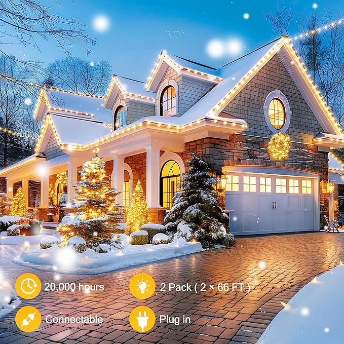 Brightown C9 LED Christmas String Lights, 2 Pack Total 132ft 200LED