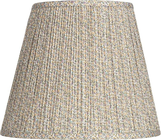 Hardback Shirred Empire Cottage Core Lamp Shade Yellow Floral Medium 8" Top x 13" Bottom x 11" Slant x 10.75" High Spider with Replacement Harp and Finial Fitting - Springcrest
